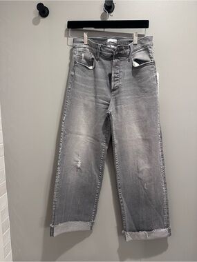 Edyson Vincent High Rise Wide Leg Jeans in Light Gray